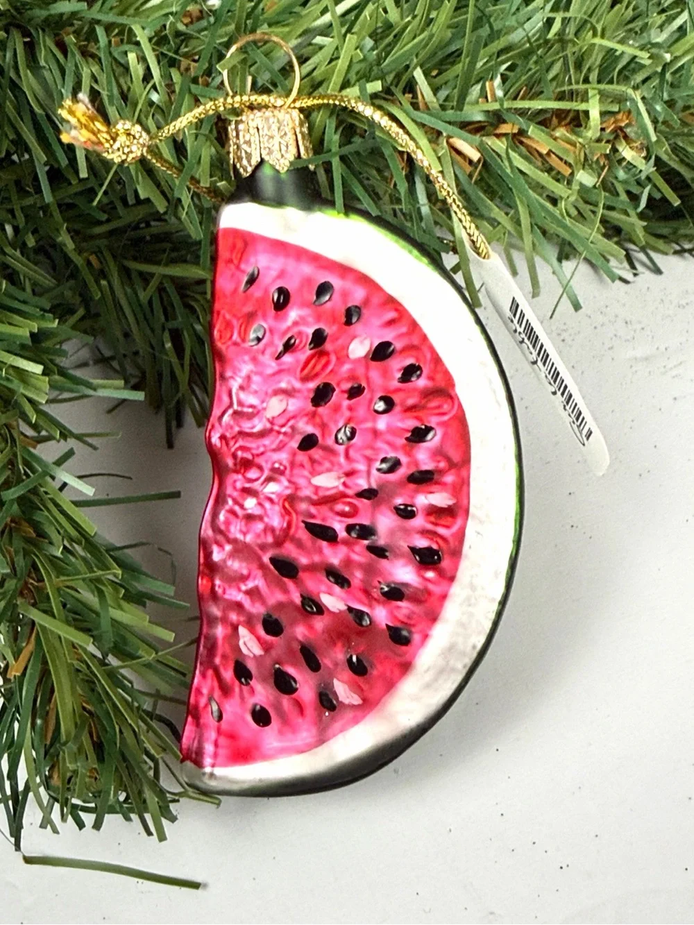 Glass Christmas Ornament Watermelon made in Poland for Sur La Table
